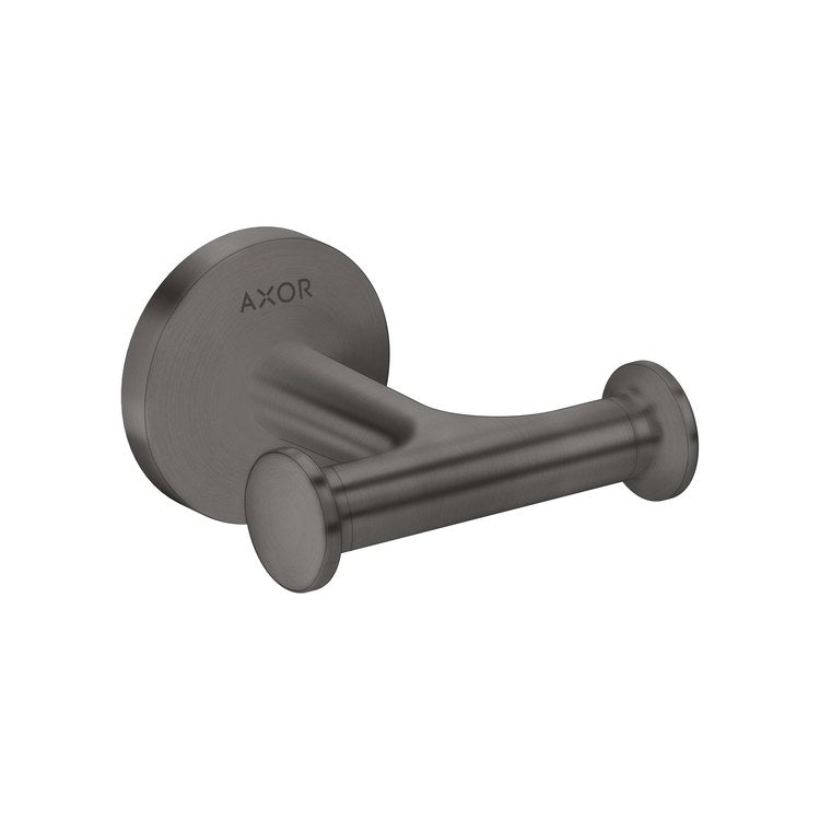 Towel Hook Universal Circular Double Brushed Black Chrome Wall Mount Metal - Image 1
