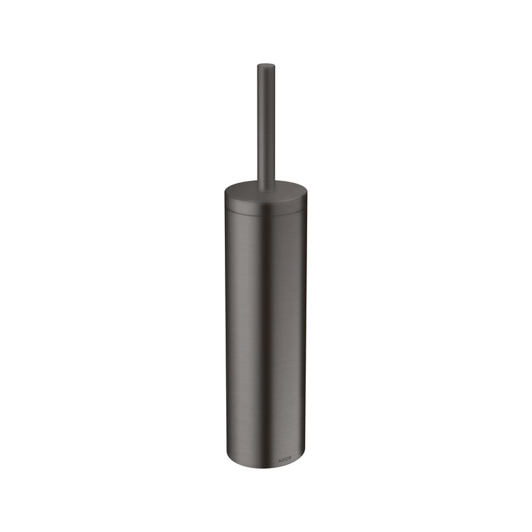 Toilet Brush Holder Universal Circular Wall Mount with Cover Lid and Removable Insert Brushed Black Chrome Metal