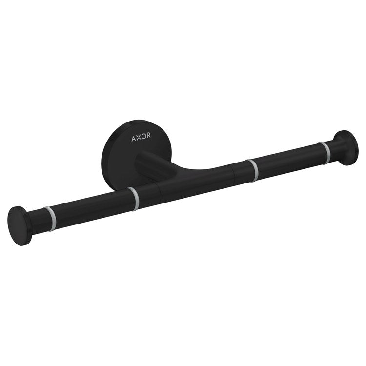 Toilet Paper Holder Universal Circular Double Open Matte Black Metal 10-5/8 Inch 3-1/4 Inch Wall Mount - Image 1