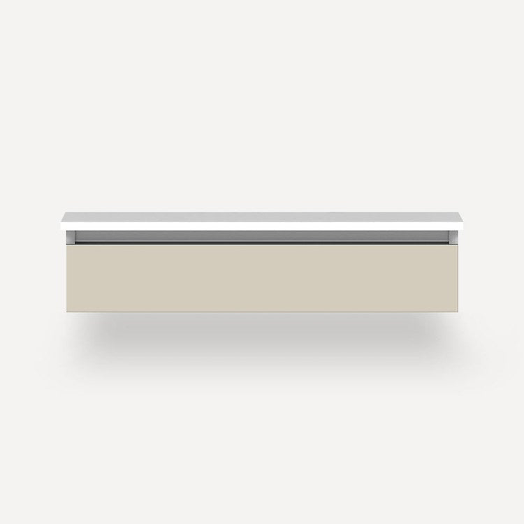 Vanity Cartesian 36W x 7.5H x 21D Inch Modular Matte Sand 1 Drawer Plumbing