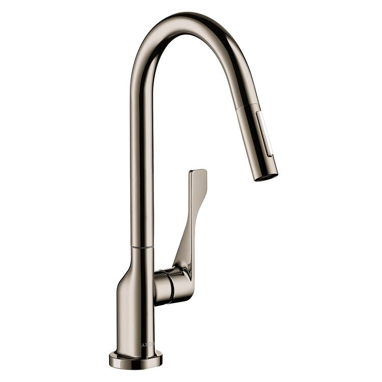 Kitchen Faucet Citterio with Magnetic Docking 1 Lever ADA Polished Nickel Pull Down 2 Function High Arc 360 DEG Swivel 1 Hole 1.75 Gallons per Minute - Image 1