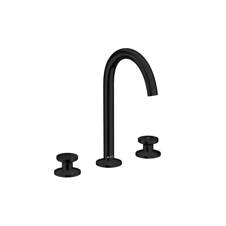 Lavatory Faucet One 170 Widespread 8 Inch Spread 2 Knob WaterSense Matte Black 1.2 Gallons per Minute 120 DEG Swivel Less Drain 3 Hole Select/AirPower/Comfort Zone/EcoRight - Image 1
