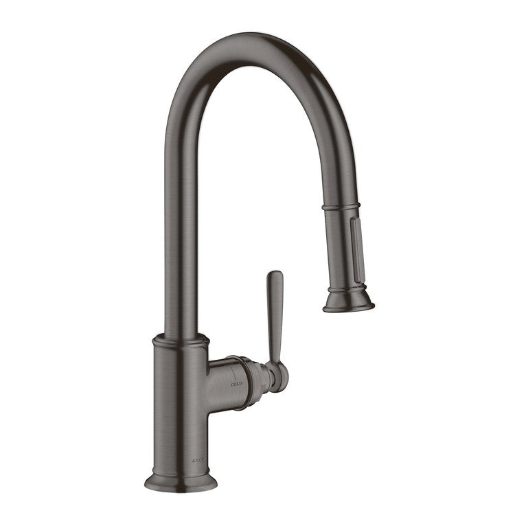 Kitchen Faucet Montreux 1 Lever ADA Brushed Black Chrome Pull Down 2 Function High Arc 150 DEG Swivel 1 Hole 1.75 Gallons per Minute - Image 1