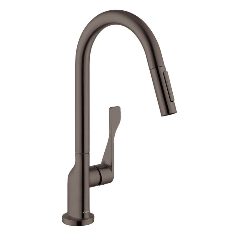 Kitchen Faucet Citterio with Magnetic Docking 1 Lever ADA Brushed Black Chrome Pull Down 2 Function High Arc 360 DEG Swivel 1 Hole 1.75 Gallons per Minute - Image 1