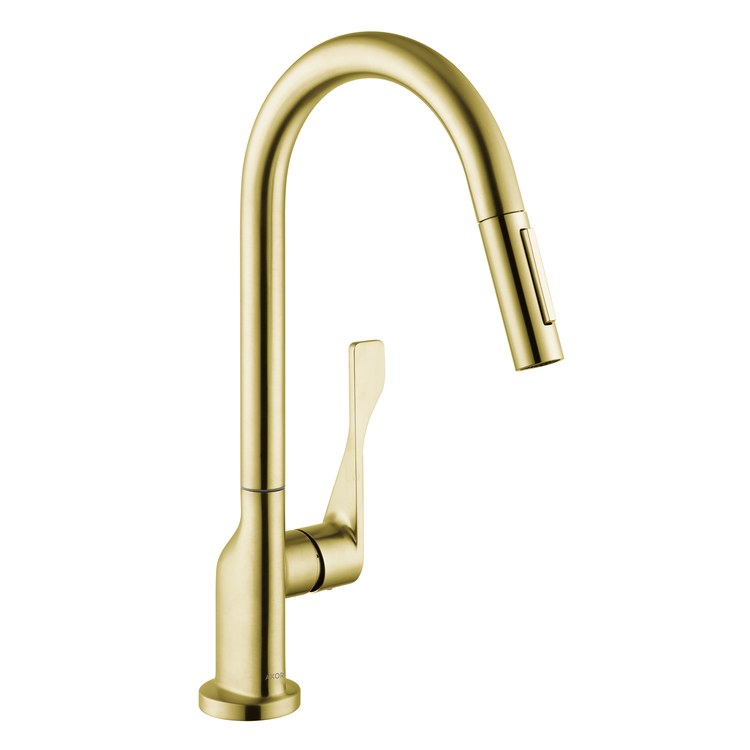 Kitchen Faucet Citterio with Magnetic Docking 1 Lever ADA Brushed Gold Optic Pull Down 2 Function High Arc 360 DEG Swivel 1 Hole 1.75 Gallons per Minute - Image 1