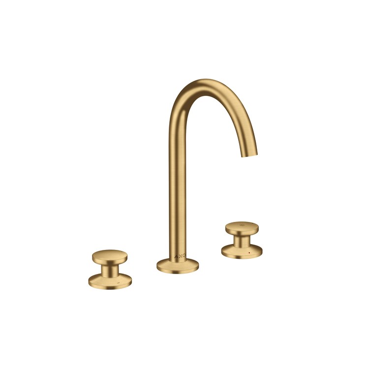 Lavatory Faucet One 170 Widespread 8 Inch Spread 2 Knob WaterSense Brushed Gold Optic 1.2 Gallons per Minute 120 DEG Swivel Less Drain 3 Hole Select/AirPower/Comfort Zone/EcoRight - Image 1
