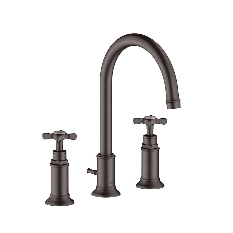 Lavatory Faucet Montreux Widespread 8 Inch Spread 2 Cross Brushed Black Chrome 1.2 Gallons per Minute 120 DEG Swivel Pop-Up 3 Hole 7 Inch - Image 1