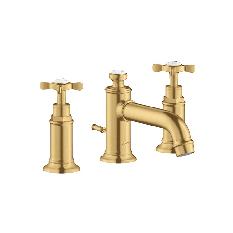 Lavatory Faucet Montreux Widespread 8 Inch Spread 2 Cross ADA Brushed Gold Optic 1.2 Gallons per Minute Rigid Pop-Up 3 Hole 1-1/8 Inch - Image 1