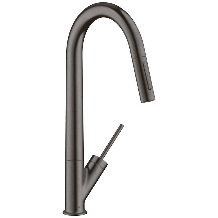 Kitchen Faucet Starck 1 Joystick ADA Brushed Black Chrome Pull Down 2 Function High Arc 150 DEG Swivel 1 Hole 1.75 Gallons per Minute - Image 1