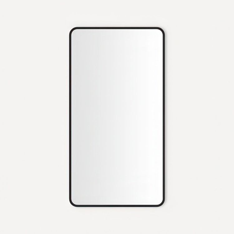 Medicine Cabinet Craft Cabinet Series 24 x 44 Inch 1 Doors Mirrored Matte Black Flat Top Rounded Corners Slow Close - Image 1