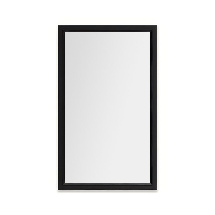 Medicine Cabinet Main Line 24 x 40 Inch 1 Doors Framed Mirror Brushed Black Flat Top Bryn Mawr Frame Slow Close Hinges 4 Inch - Image 1