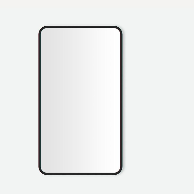 Medicine Cabinet Craft Cabinet Series 20 x 34 Inch 1 Doors Mirrored Matte Black Flat Top Rounded Corners Slow Close - Image 1