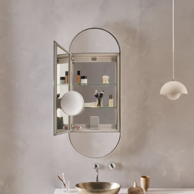 Medicine Cabinet Main Line 20 x 50 Inch 1 Doors Mirrored Matte Black Pill Shaped Murray Hill Pill Slow Close Hinges 4 Inch - Image 3
