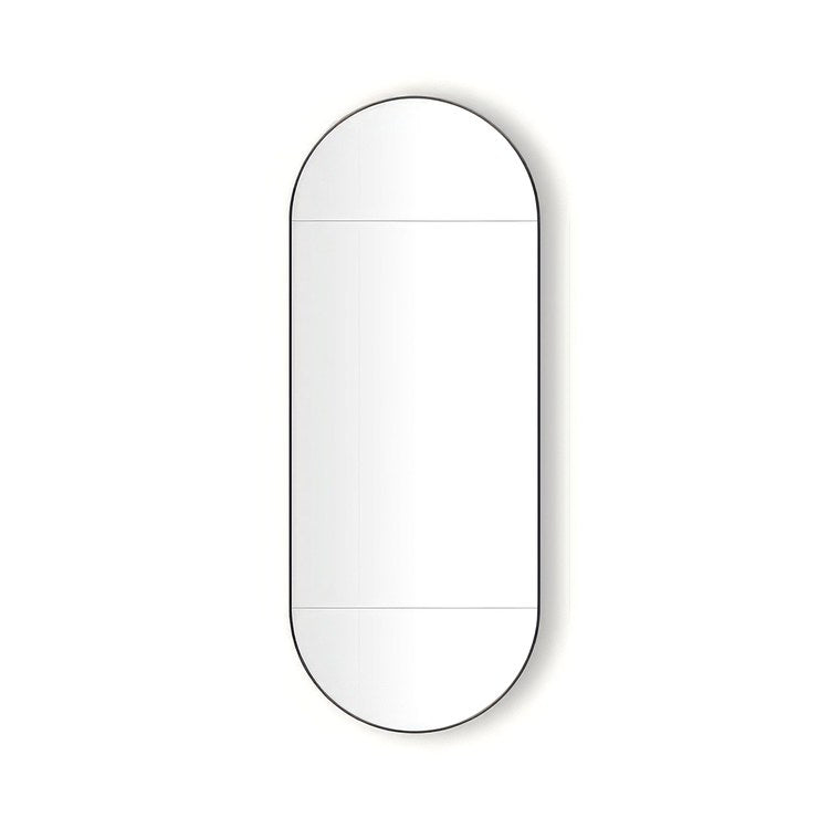 Medicine Cabinet Main Line 20 x 50 Inch 1 Doors Mirrored Matte Black Pill Shaped Murray Hill Pill Slow Close Hinges 4 Inch - Image 1