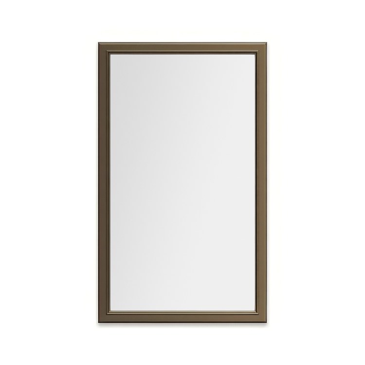 Medicine Cabinet Main Line 24 x 40 Inch 1 Doors Framed Mirror Brushed Bronze Flat Top Bryn Mawr Frame Slow Close Hinges 4 Inch - Image 1