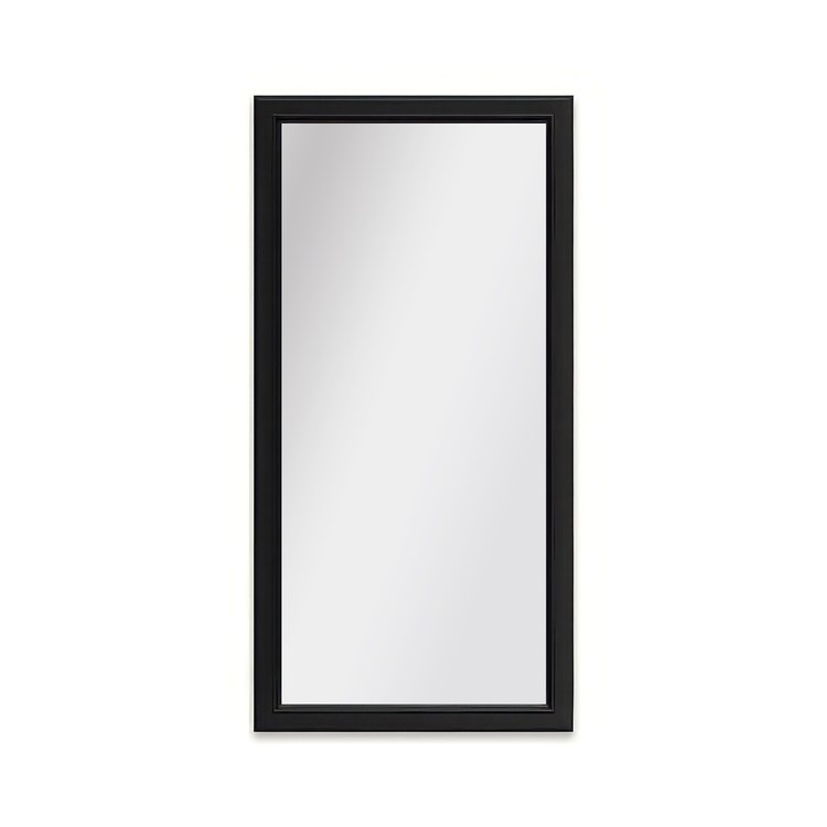 Medicine Cabinet Main Line 20 x 40 Inch 1 Doors Framed Mirror Brushed Black Flat Top Bryn Mawr Frame Slow Close Hinges 4 Inch - Image 1
