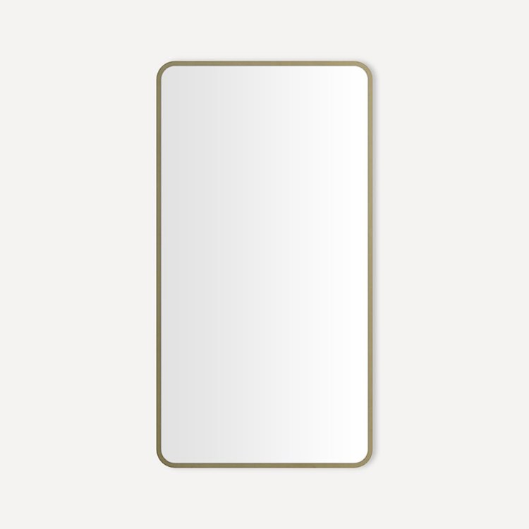 Medicine Cabinet Craft Cabinet Series 24 x 44 Inch 1 Doors Mirrored Aged Brass Flat Top Rounded Corners Slow Close/Electric Upgrade - Image 1