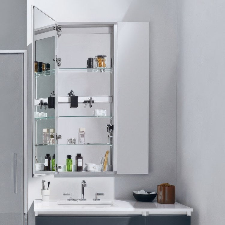 Medicine Cabinet M Series Reserve 24 x 72 Inch 1 Doors Mirrored Flat Top Beveled Edge Electric and Interior Light 4 Inch - Image 3