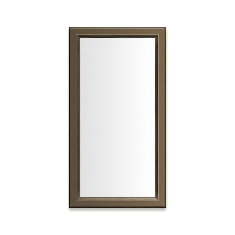 Medicine Cabinet Main Line 16 x 30 Inch 1 Doors Framed Mirror Brushed Bronze Flat Top Bryn Mawr Frame Slow Close Hinges 4 Inch - Image 1