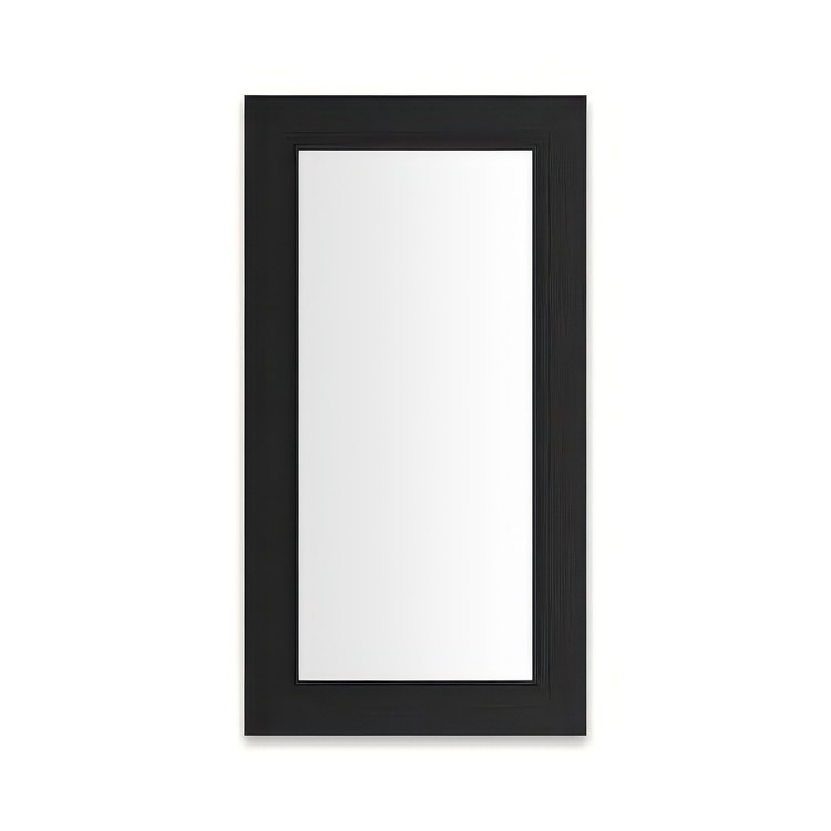 Medicine Cabinet Main Line 16 x 30 Inch 1 Doors Framed Mirror Brushed Black Flat Top Merion Frame Slow Close Hinges 4 Inch - Image 1