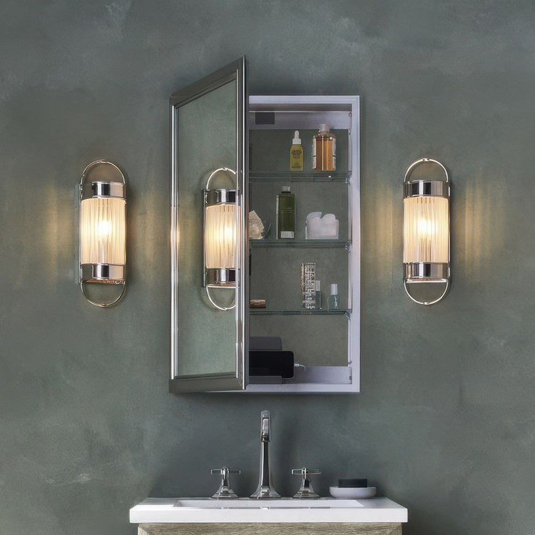 Medicine Cabinet Main Line 20 x 40 Inch 1 Doors Framed Mirror Polished Nickel Flat Top Bryn Mawr Frame Slow Close Hinges Sliding Magnification Mirror Magnetic Strip Interior Lighting USB Charging ports Electrical Outlets Phone Holder 4 Inch - Image 3