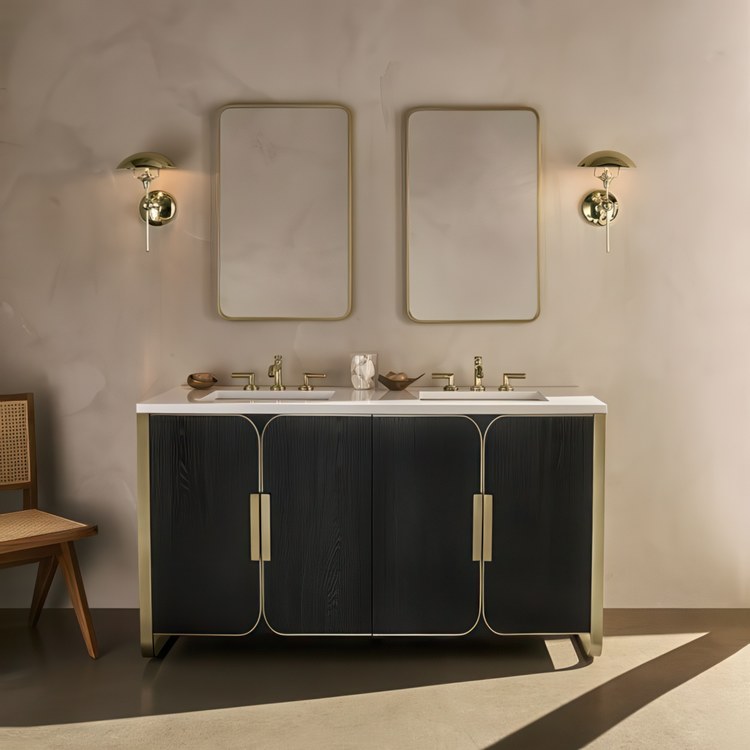 Medicine Cabinet Craft Cabinet Series 24 x 44 Inch 1 Doors Mirrored Aged Brass Flat Top Rounded Corners Slow Close - Image 3