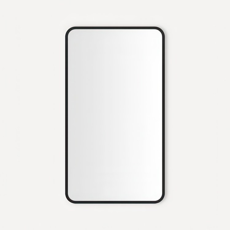 Medicine Cabinet Craft Cabinet Series 20 x 34 Inch 1 Doors Mirrored Matte Black Flat Top Rounded Corners Slow Close/Electric Upgrade - Image 1