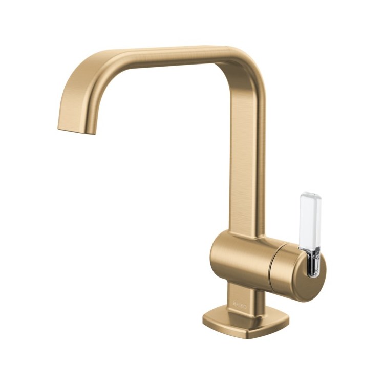 Lavatory Faucet Allaria 1 Lever ADA WaterSense Brilliance Luxe Gold/Clear Acrylic 1.2 Gallons per Minute High Arc Less Drain 1 Hole