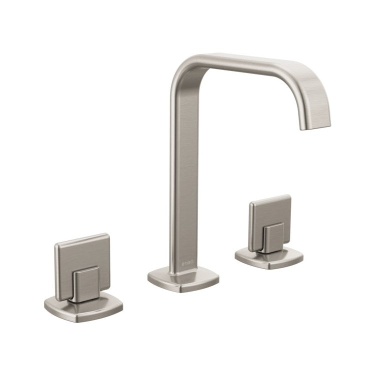 Lavatory Faucet Allaria Widespread 6 to 16 Inch Spread Less Handle ADA WaterSense Brilliance Luxe Nickel 1.2 Gallons per Minute Deck Square Less Drain 3 Hole