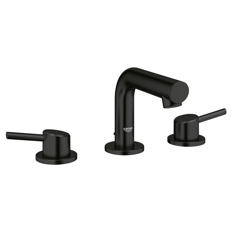 Lavatory Faucet Concetto Widespread S-Size 8 Inch Spread 2 Lever ADA CALGreen/CEC/WaterSense Matte Black 1.2 Gallons per Minute Rigid Pop-Up 3 Hole EcoJoy/QuickFix/StarLight