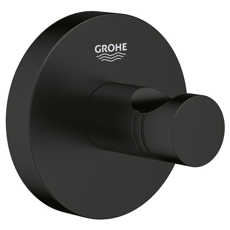 Robe Hook Essentials Single Matte Black 1-3/4 Inch Wall Mount Metal - Image 1