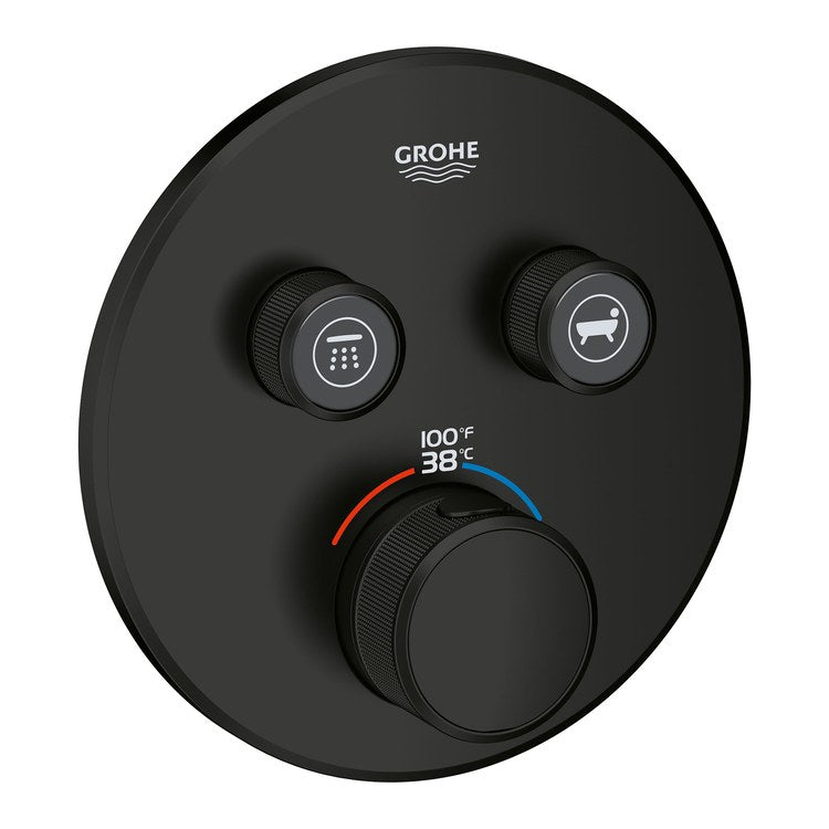 Thermostatic Valve Trim Grohtherm Smartcontrol 2 Function 3 Knob Matte Black - Image 1