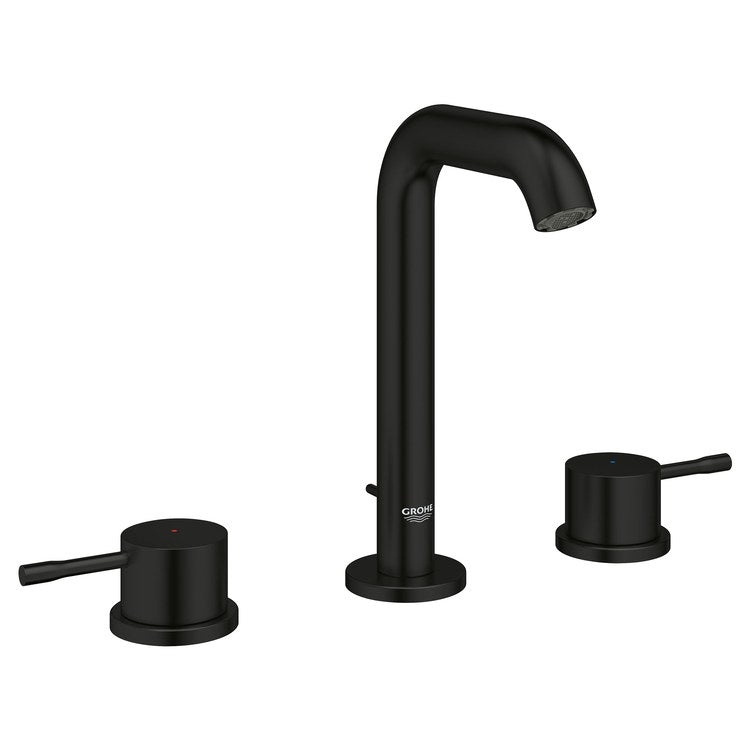 Lavatory Faucet Essence Widespread M-Size 8 Inch Spread 2 Lever ADA CALGreen/CEC/WaterSense Matte Black 1.2 Gallons per Minute Rigid Pop-Up 3 Hole EcoJoy/SilkMove/Starlight - Image 1