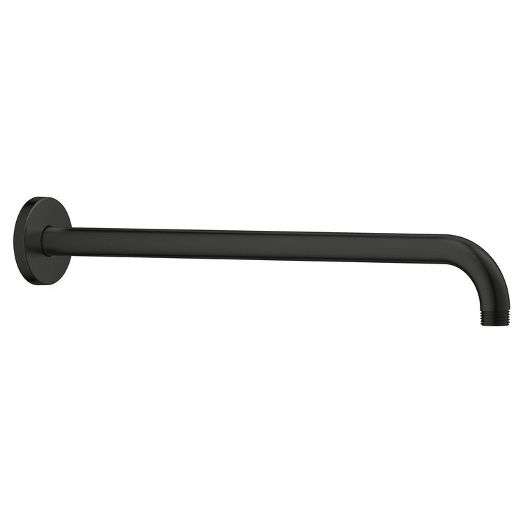 Shower Arm Rainshower with Flange Matte Black 1/2 Inch Brass Wall Mount - Image 1