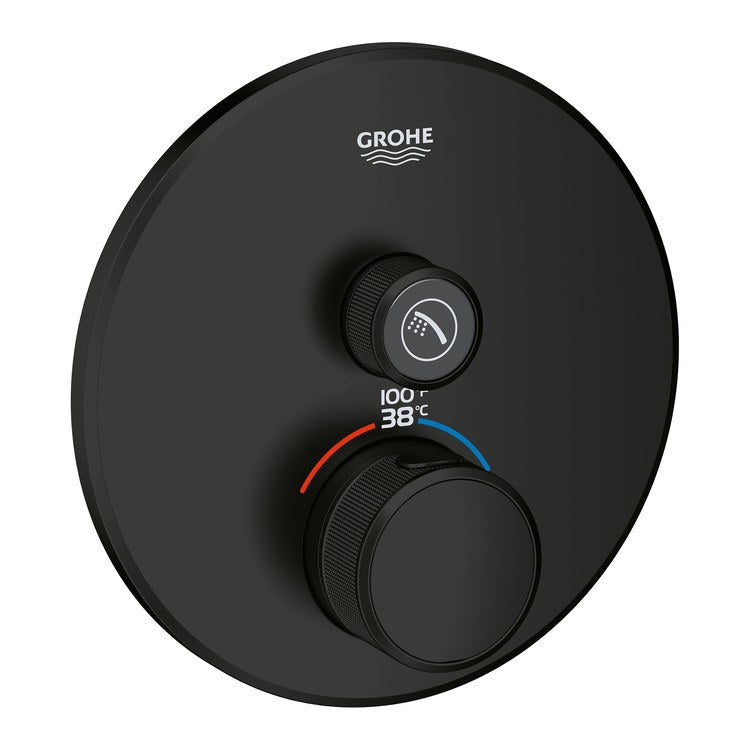Thermostatic Valve Trim Grohtherm Smartcontrol 1 Function 2 Knob Matte Black - Image 1