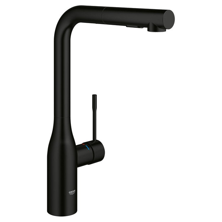Kitchen Faucet Essence 1 Lever ADA CALGreen/CEC Matte Black Pull-Out Dual Spray 360 DEG Swivel 1 Hole 1.75 Gallons per Minute