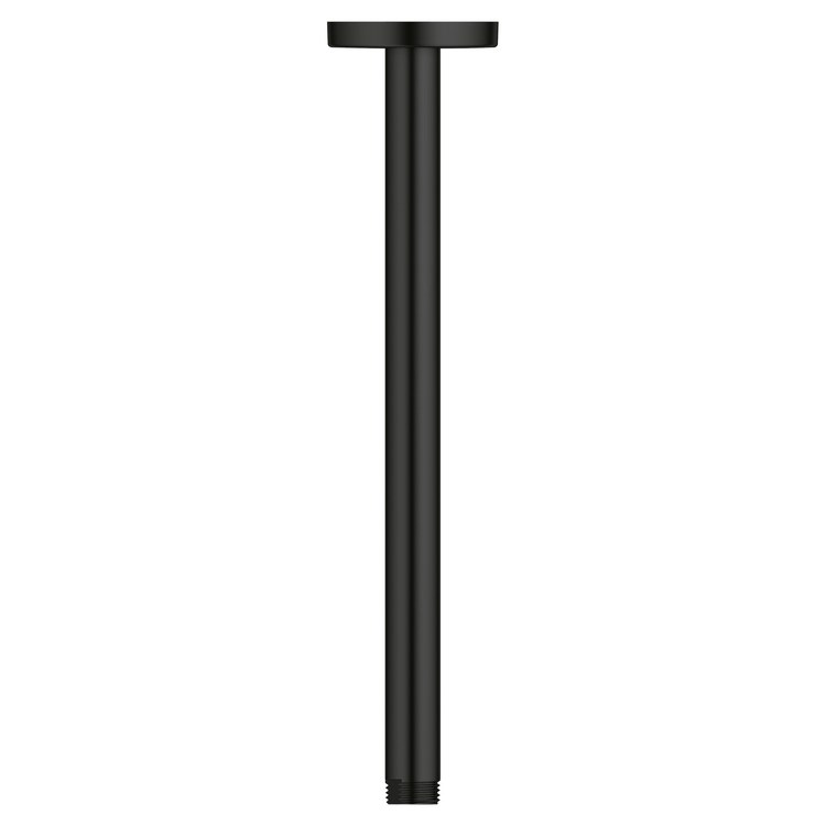 Shower Arm Rainshower with Flange Matte Black 1/2 Inch Brass Ceiling Mount - Image 1