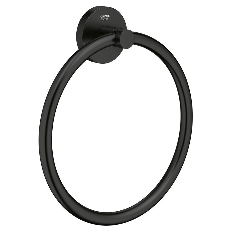 Towel Ring Essentials 8 Inch Closed Matte Black Metal 1-3/4 Inch - Image 1