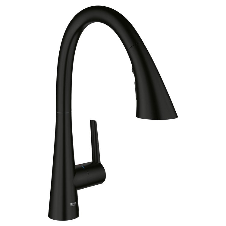 Kitchen Faucet Zedra 1 Lever ADA CALGreen/CEC Matte Black Pull Down Triple Spray 360 DEG Swivel 1 Hole 1.75 Gallons per Minute