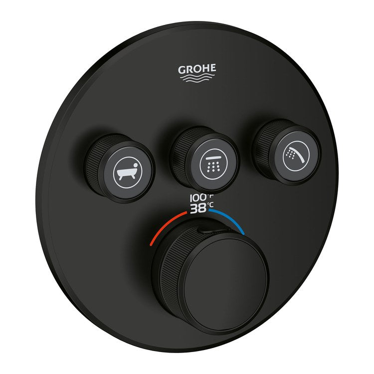 Thermostatic Valve Trim Grohtherm Smartcontrol 3 Function 4 Knob Matte Black - Image 1
