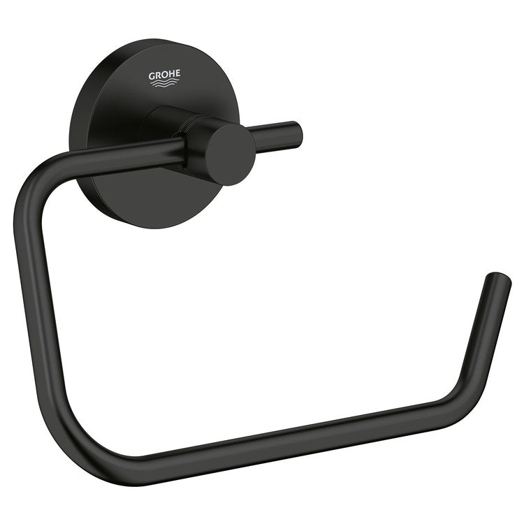 Toilet Paper Holder Essentials Open Post Matte Black Metal 1-3/4 Inch Wall Mount - Image 1
