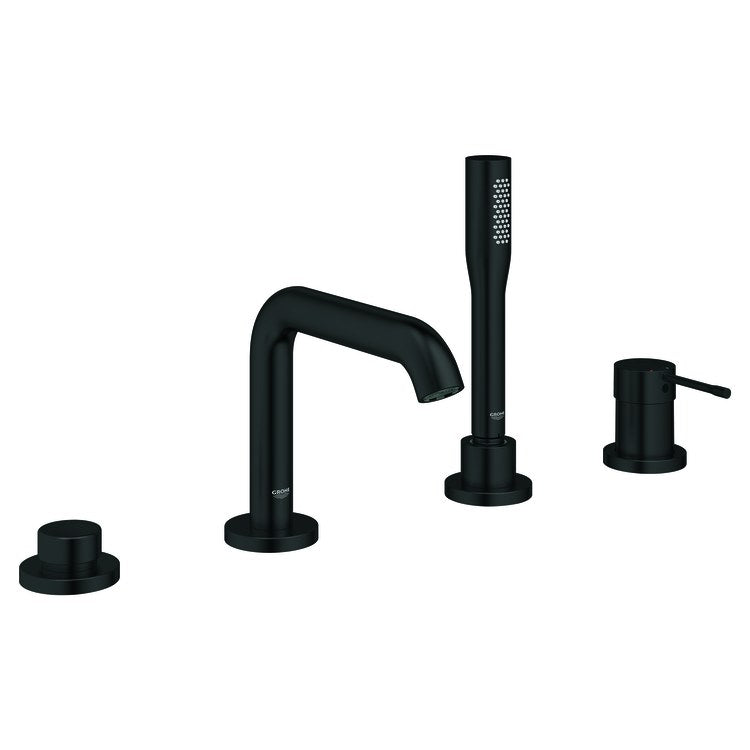 Roman Tub Filler Essence Widespread 1 Lever Rigid Matte Black 4 Hole