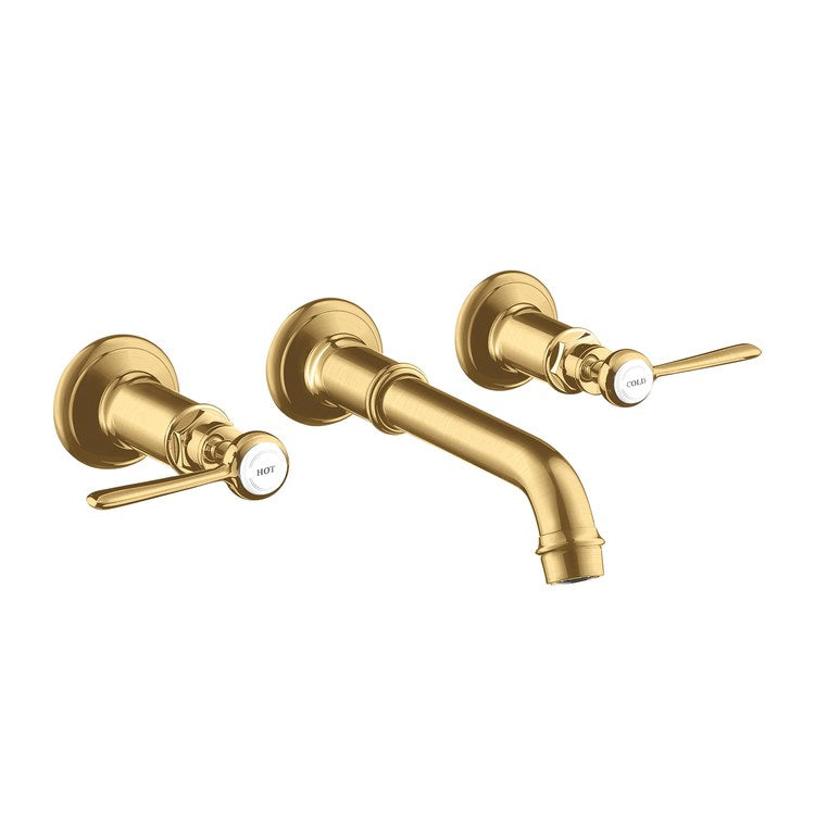 Lavatory Trim Montreux Wall Mount Widespread 2 Lever Brushed Gold Optic ADA Rigid 1.2 Gallons per Minute - Image 1