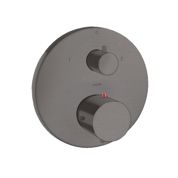 Thermostatic Trim Starck with Volume Control and Diverter 2 Knob Brushed Black Chrome 7.0 Gallons per Minute Metal
