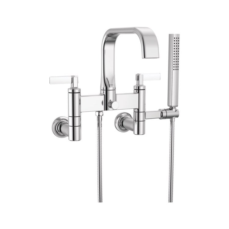 Tub Filler Trim Allaria 2 Lever Chrome/Clear Acrylic ADA 8 Inch Spread 11 Gallons per Minute - Image 1