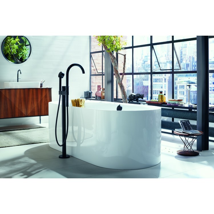 Tub Filler Trim One Freestanding with Handshower 1 Lever Matte Black WaterSense 5.5 Gallons per Minute - Image 2