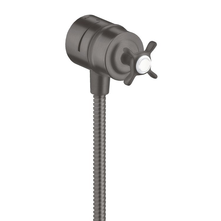 Wall Outlet Montreux with Check Valves & Volume Control Brushed Black Chrome Cross - Image 1