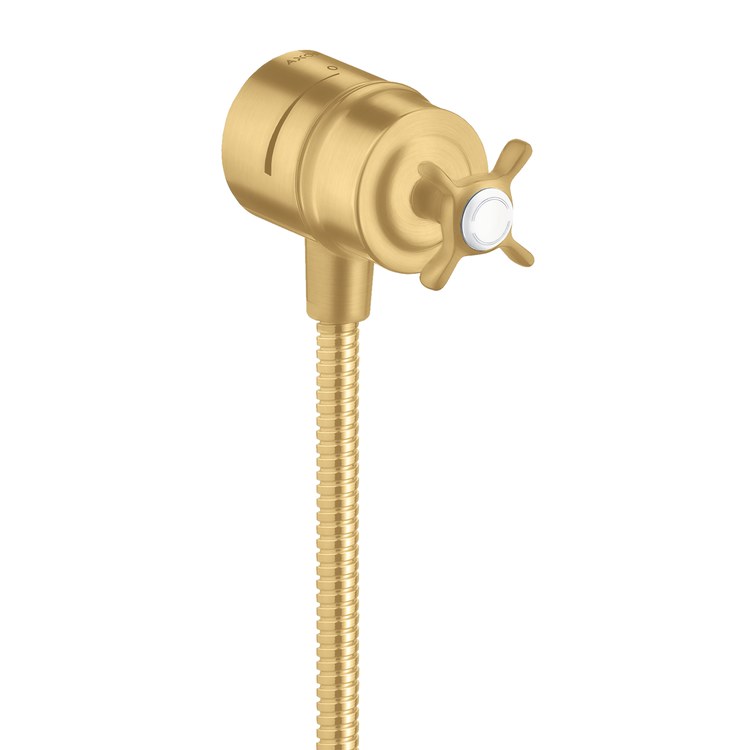 Wall Outlet Montreux with Check Valves & Volume Control Brushed Gold Optic Cross - Image 1