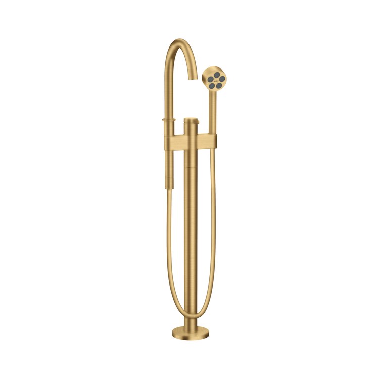 Tub Filler Trim One Freestanding with Handshower 1 Lever Brushed Gold Optic WaterSense 5.5 Gallons per Minute - Image 1