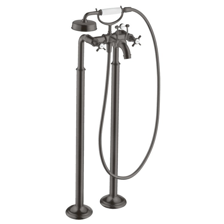 Tub Filler Trim Montreux Freestanding with Handshower 2 Cross Brushed Black Chrome WaterSense 4.76 Gallons per Minute - Image 1